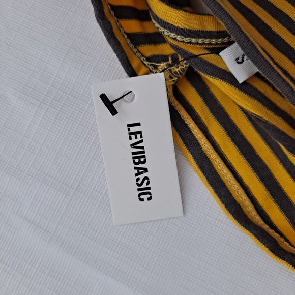 Dog T-shirt Yellow Gray Horizontal Stripes Small - Picture 3 of 7